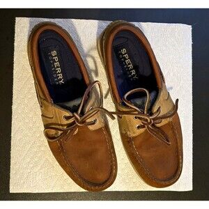 Sperry Top-Sider O19617C 2- Eye Casual Leather Boat Shoes Men Brown Size 7M